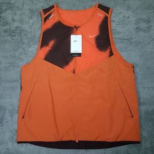 NIKE Therma Fit Wild Run Reversible Repel Running Vest Jacket Mens MEDIUM Orange